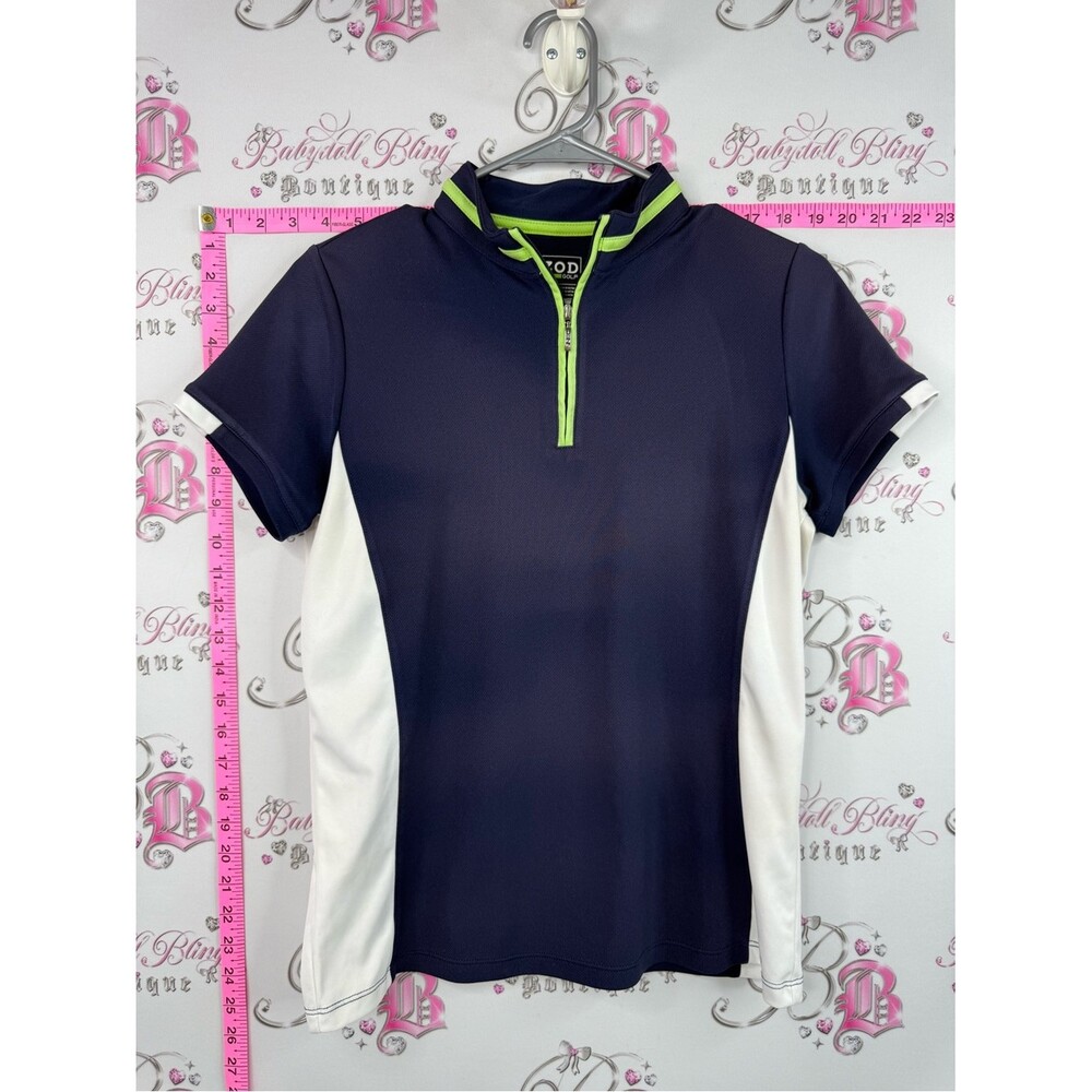 izod golf tee tshirt Navy and White Short Sleeve Golf Polo with Lime Trim